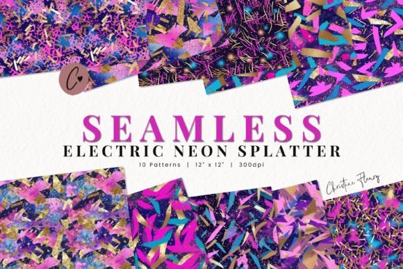 Download Seamless Electric Neon Splatter Paper - Electric Collection