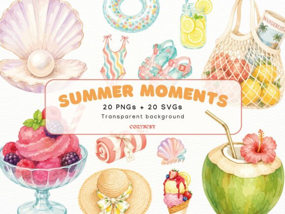 Download Summer Watercolor Cliparts, Vacation PNG - Watercolor Collection