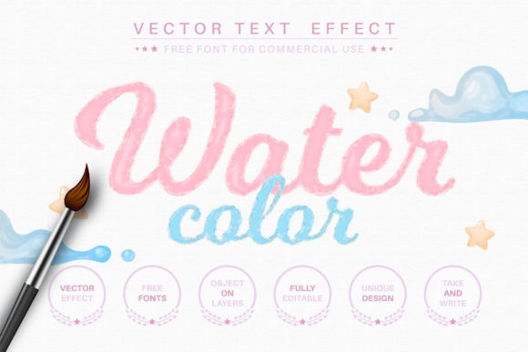 Download Watercolor - Editable Text Effect,  Font - Watercolor Collection