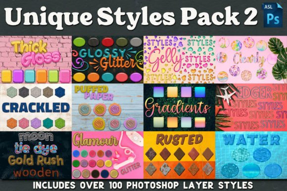 Download Unique Layer Styles Pack 2 - Layer styles Collection