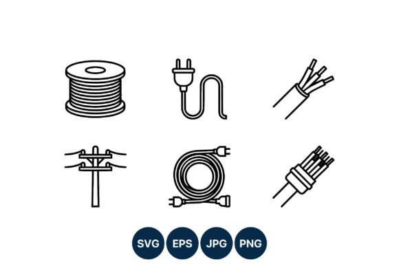 Download Electric Cable Wire Plug Icons Set - Electric Collection