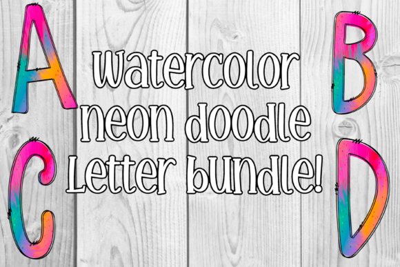 Download Neon Splash Watercolor Doodle Letters - Watercolor Collection