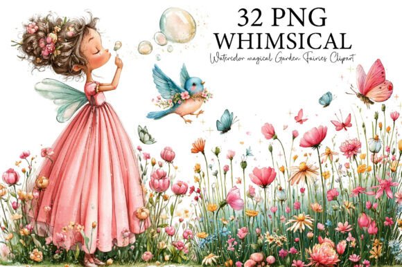 Download Watercolor Magical Garden Fairies PNG - Watercolor Collection