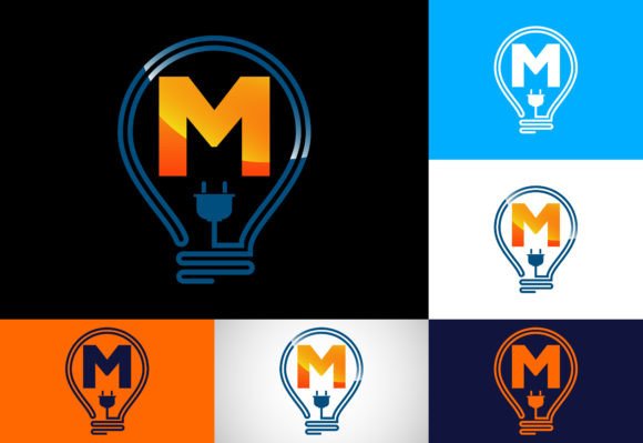 Download Initial Alphabet M with an Electric Bulb - Electric Collection