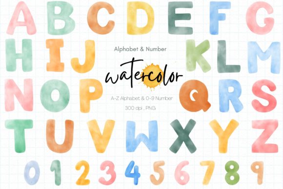 Download Watercolor Alphabet and Number - Watercolor Collection