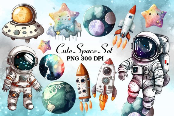 Download Space of Astronaut Watercolor Clipart - Watercolor Collection