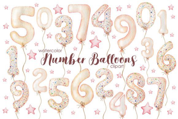 Download Watercolor Number Pink Balloons. - Watercolor Collection