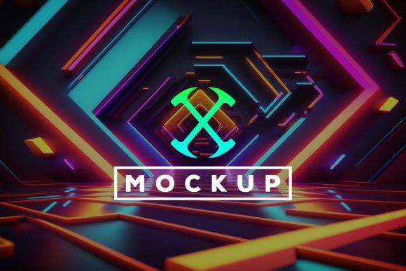 Download Logo Mockup with Neon Tunnel Background - Neon tunnel Collection