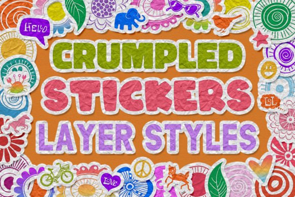 Download Crumpled Stickers Photoshop Layer Styles - Layer styles Collection