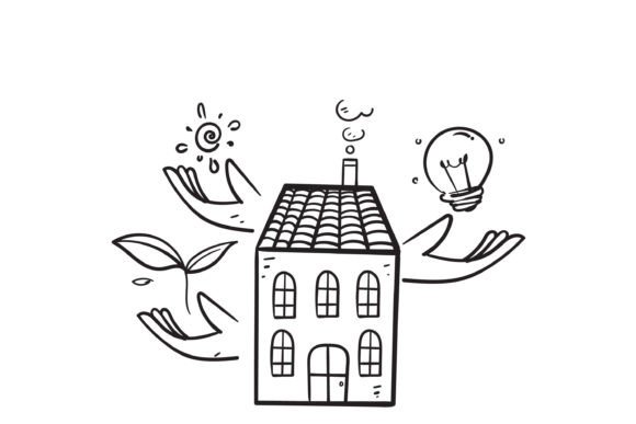 Download Doodle House with Electric Bulb and Plan - Electric Collection