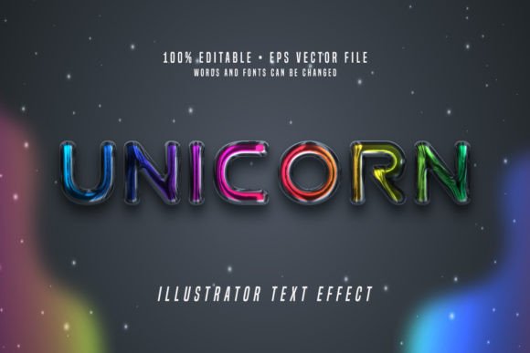 Download Unicorn 3D Illustrator Text Effect Font - Illustrator text effect Collection