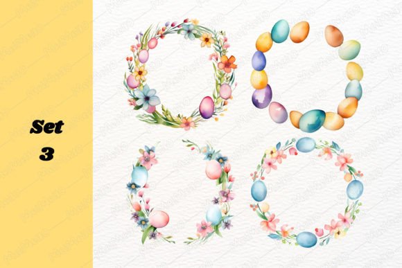 Download Watercolor Easter Egg Flower Frame Set - Watercolor Collection