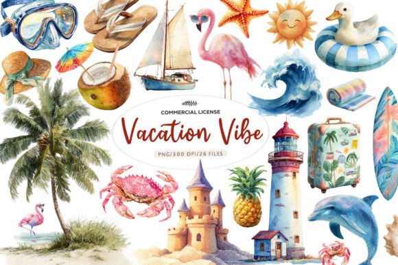 Download Watercolor Vacation Vibe Clipart - Watercolor Collection