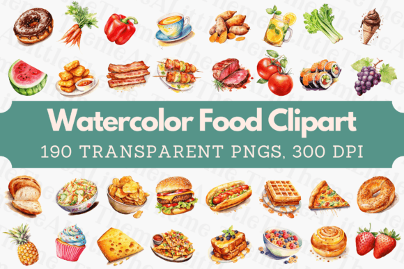 Download Watercolor Food Clipart - 190 PNGs - Watercolor Collection