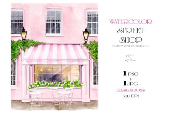 Download Digital Watercolor Street Shop Clipart - Watercolor Collection