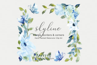 Download Light Blue Watercolor Flowers Frame Set - Watercolor Collection