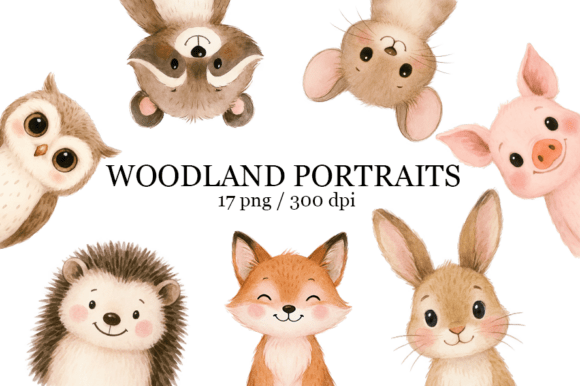 Download Cute Animal Portrait Watercolor Clipart - Watercolor Collection