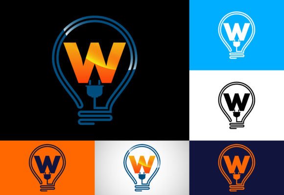 Download Initial Alphabet W with an Electric Bulb - Electric Collection