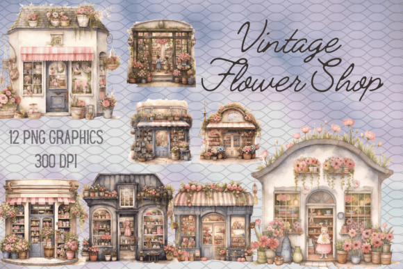 Download Vintage Flower Shop Watercolor Graphics - Watercolor Collection