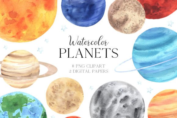 Download Watercolor Space Planets PNG Clipart - Watercolor Collection