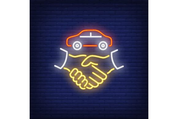 Download Car Deal Neon Sign. Glowing Hands with C - Deal Collection