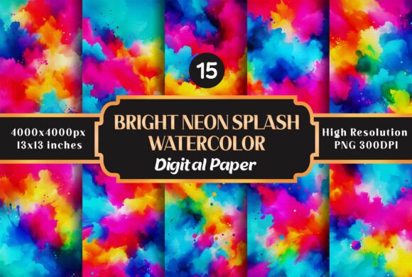 Download Bright Neon Splash Watercolor Paper - Watercolor Collection