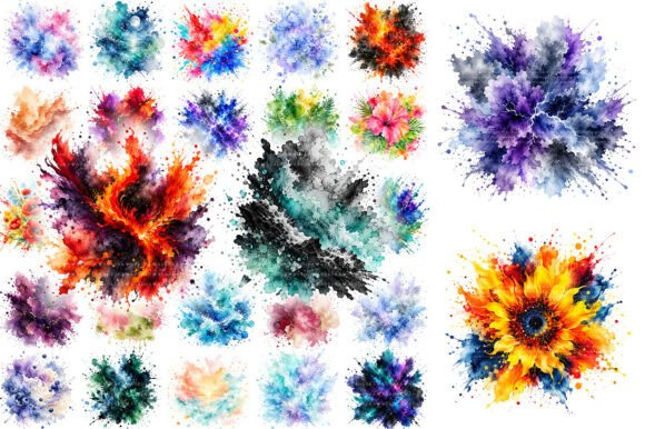 Download 100 Colorful Watercolor Splash Clipart - Watercolor Collection